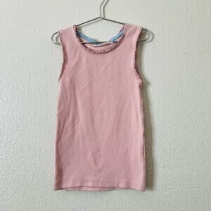 Boden Lace Trim Ribbed Tank Top light ballet pink G0976